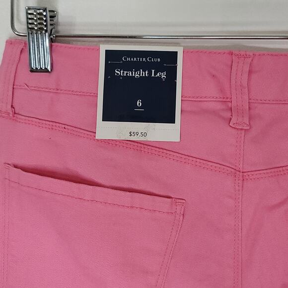 Charter Club Straight Leg Jeans 6 Pink Crop Pants Button Fly - Picture 4 of 7